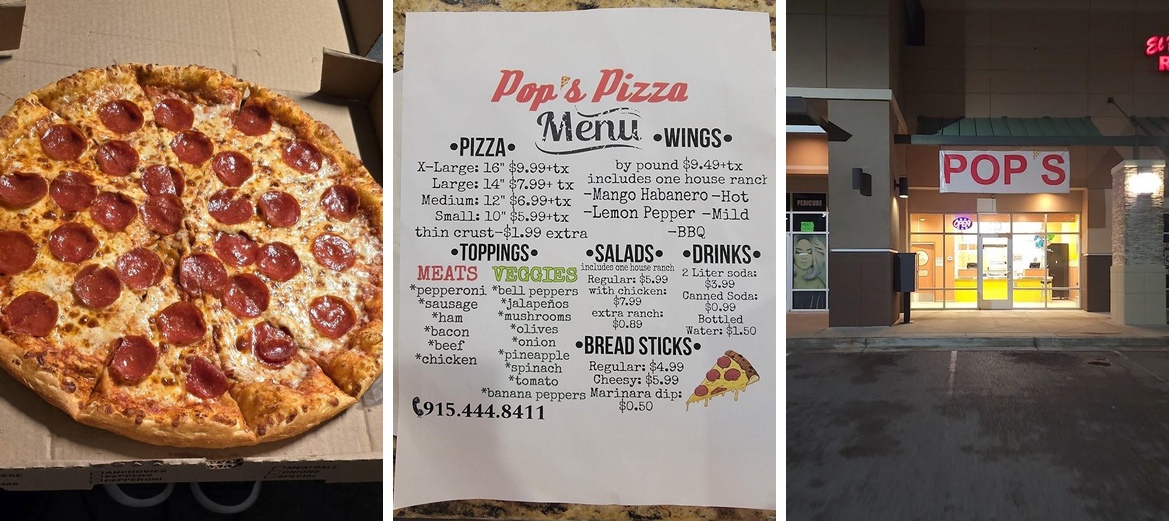 Pop's Pizza Menu