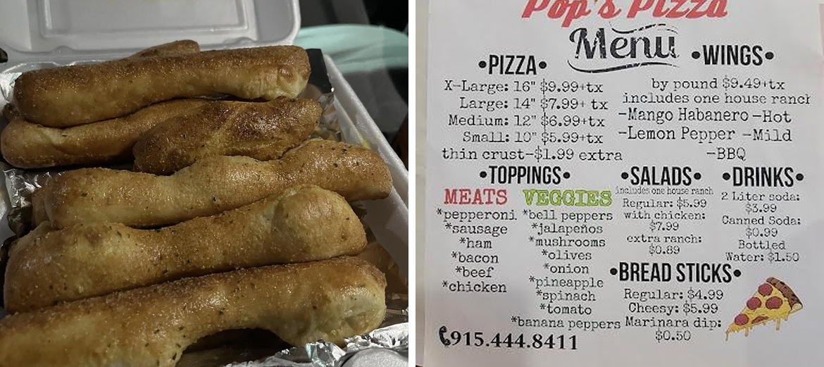Pop's Pizza Menu