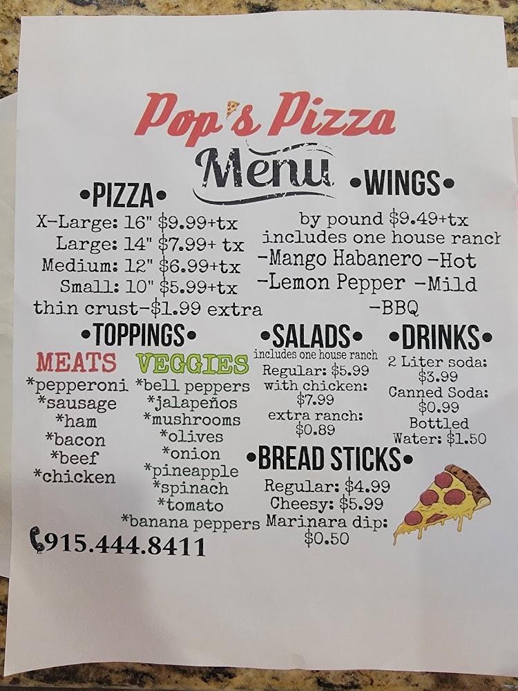 Pop's Pizza Menu image 1